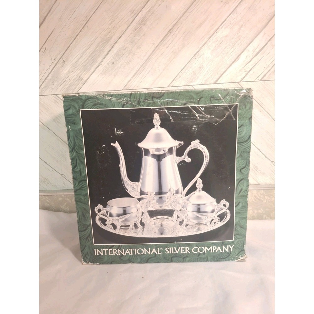 VINTAGE International Silver Company Silverplate 4 Piece Fancy Coffee Tea Set